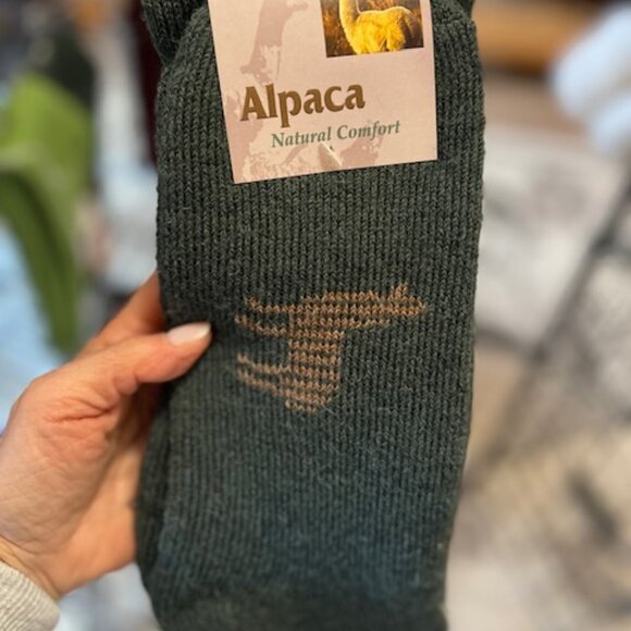 COPY - Alpaca Socks with Image OLIVE Boot Socks - Picture 1 of 3